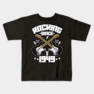 Rocking Since 1949 Vintage Rock Music Guitar 75th Birthday Kids T-Shirt